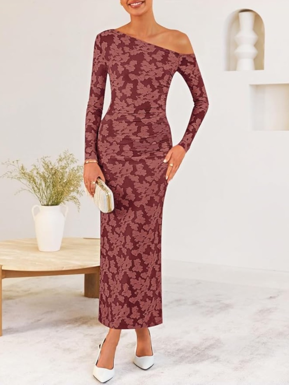 Women's Floral Off Shoulder Bodycon Cocktail Maxi Dress Size XL